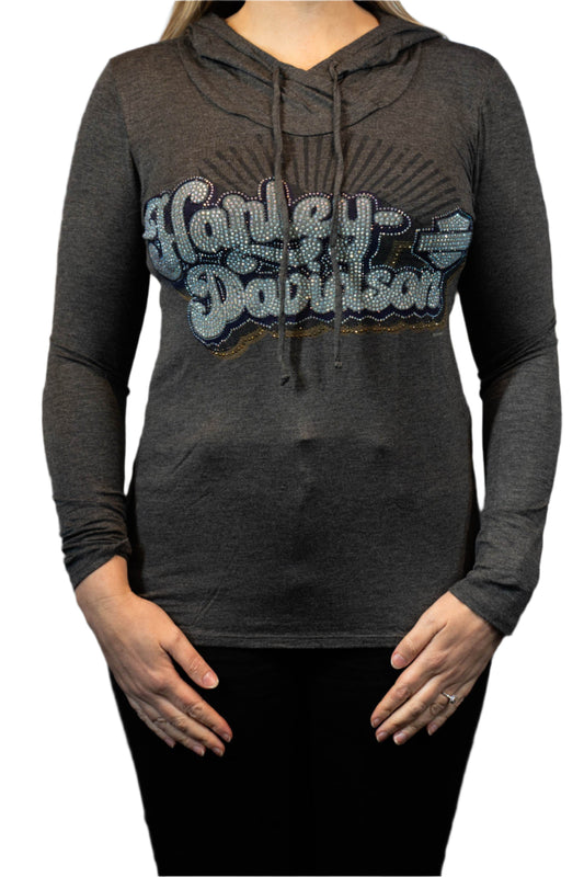 HARLEY-DAVIDSON® WOMENS GROOVIN LONG SLEEVE CREW NECK WITH HOOD
