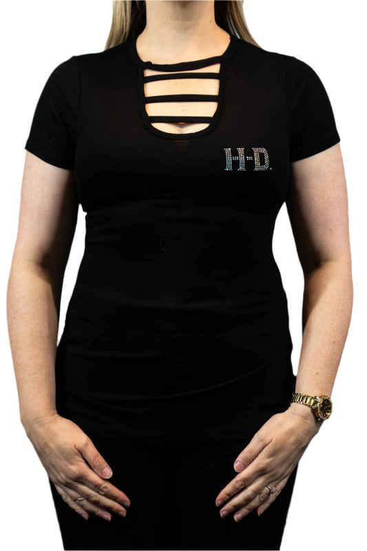 HARLEY-DAVIDSON® WOMENS CYCLONE SHORT SLEEVE SCOOP NECK TOP
