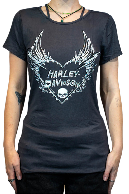 HARLEY-DAVIDSON® WOMENS JOLTED LOVE SHORT SLEEVE SCOOP NECK TOP