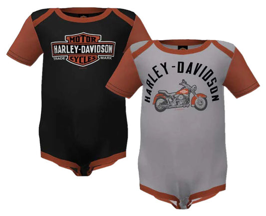 HARLEY-DAVIDSON® BOYS COLOURBLOCKED RIB CREEPER SET (2 PK)