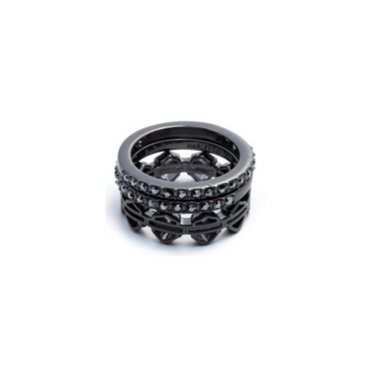 HARLEY-DAVIDSON® BOXED HEMATITE BAR & SHIELD TRIPLE STACK RING SET