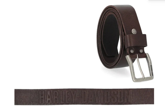 HARLEY-DAVIDSON® MENS EMBOSSED LOGO LEATHER BELT