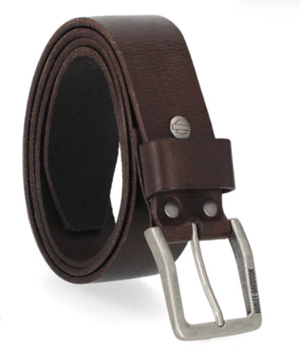 HARLEY-DAVIDSON® MENS EMBOSSED LOGO LEATHER BELT