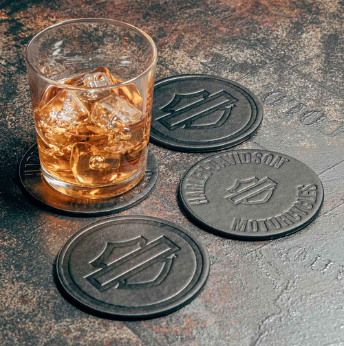 HARLEY-DAVIDSON® OPEN B&S COASTER IMITATION LEATHER SET