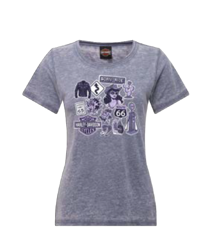 HARLEY-DAVIDSON® COLLAGE - NAVY BURNOUT LADIES TEE