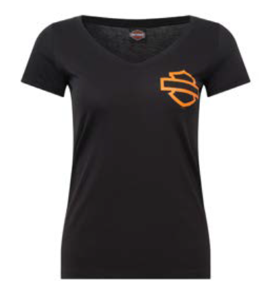 HARLEY-DAVIDSON® OPEN B&S ON BLACK LADIES TEE
