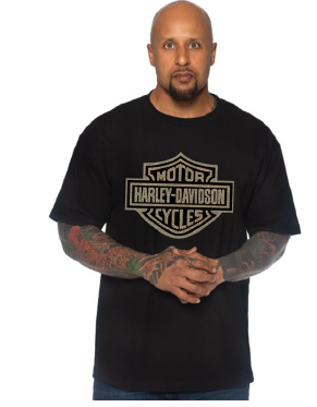 HARLEY-DAVIDSON® MENS GOLD B&S BLACK TEE