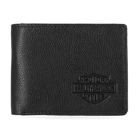 HARLEY-DAVIDSON® MENS CLASSIC GENUINE PEBBLE LEATHER WALLET