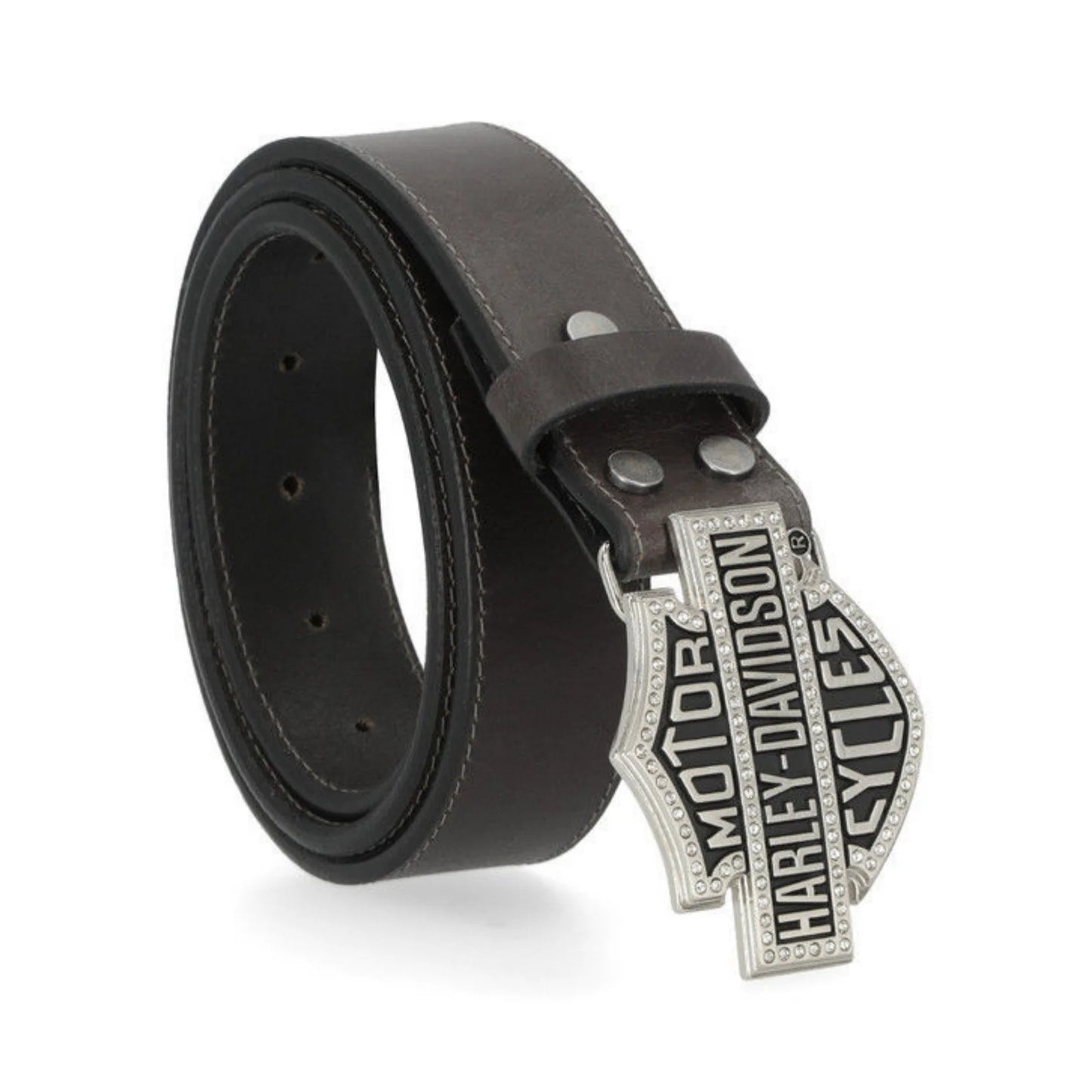 HARLEY-DAVIDSON® WOMENS BAR & SHIELD RHINESTONE BUCKLE LEATHER BELT