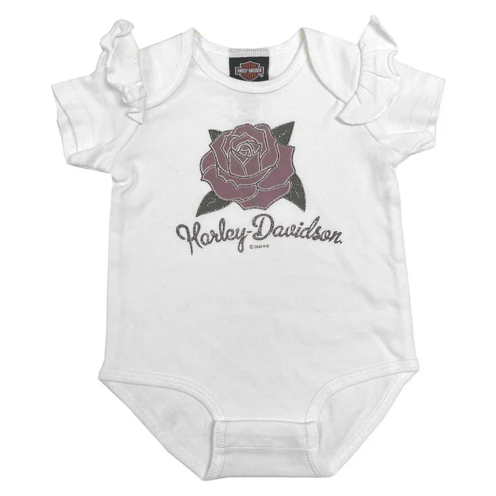 HARLEY-DAVIDSON® NEW BORN GIRL RUFFLE SLEEVE CREEPER