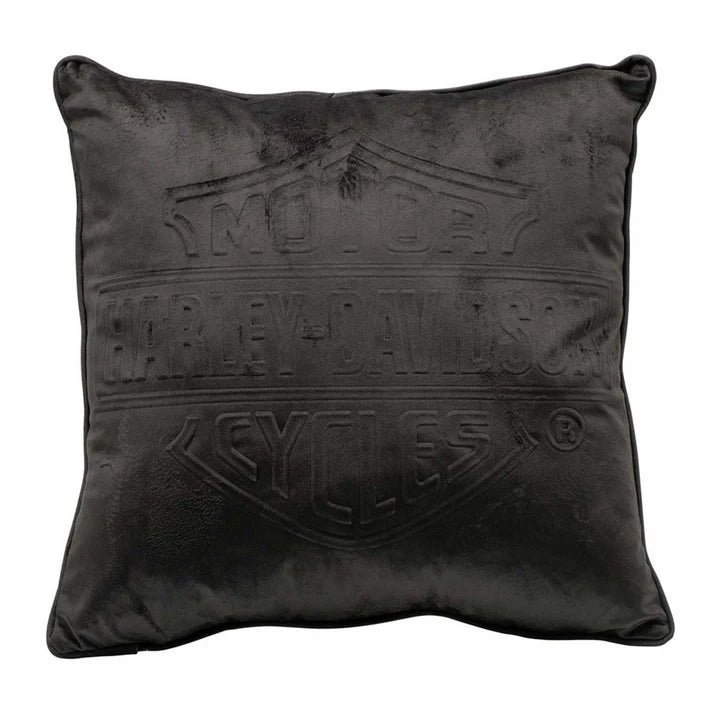 HARLEY-DAVIDSON® FLAMES EMBOSSED BAR & SHIELD FLEECE DECORATIVE PILLOW