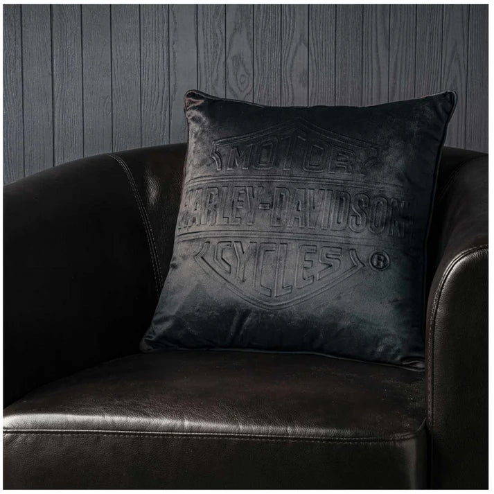 HARLEY-DAVIDSON® FLAMES EMBOSSED BAR & SHIELD FLEECE DECORATIVE PILLOW