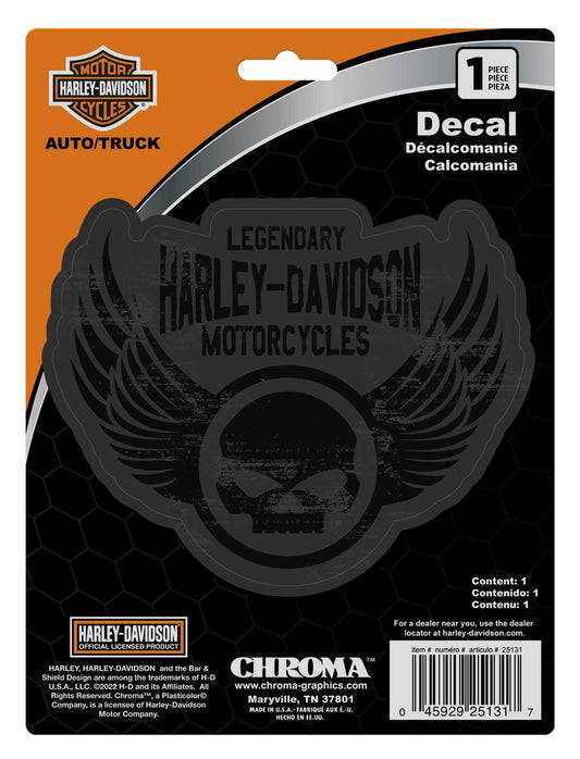 HARLEY-DAVIDSON® WINGED WILLIE G SKULL LOGO DECAL