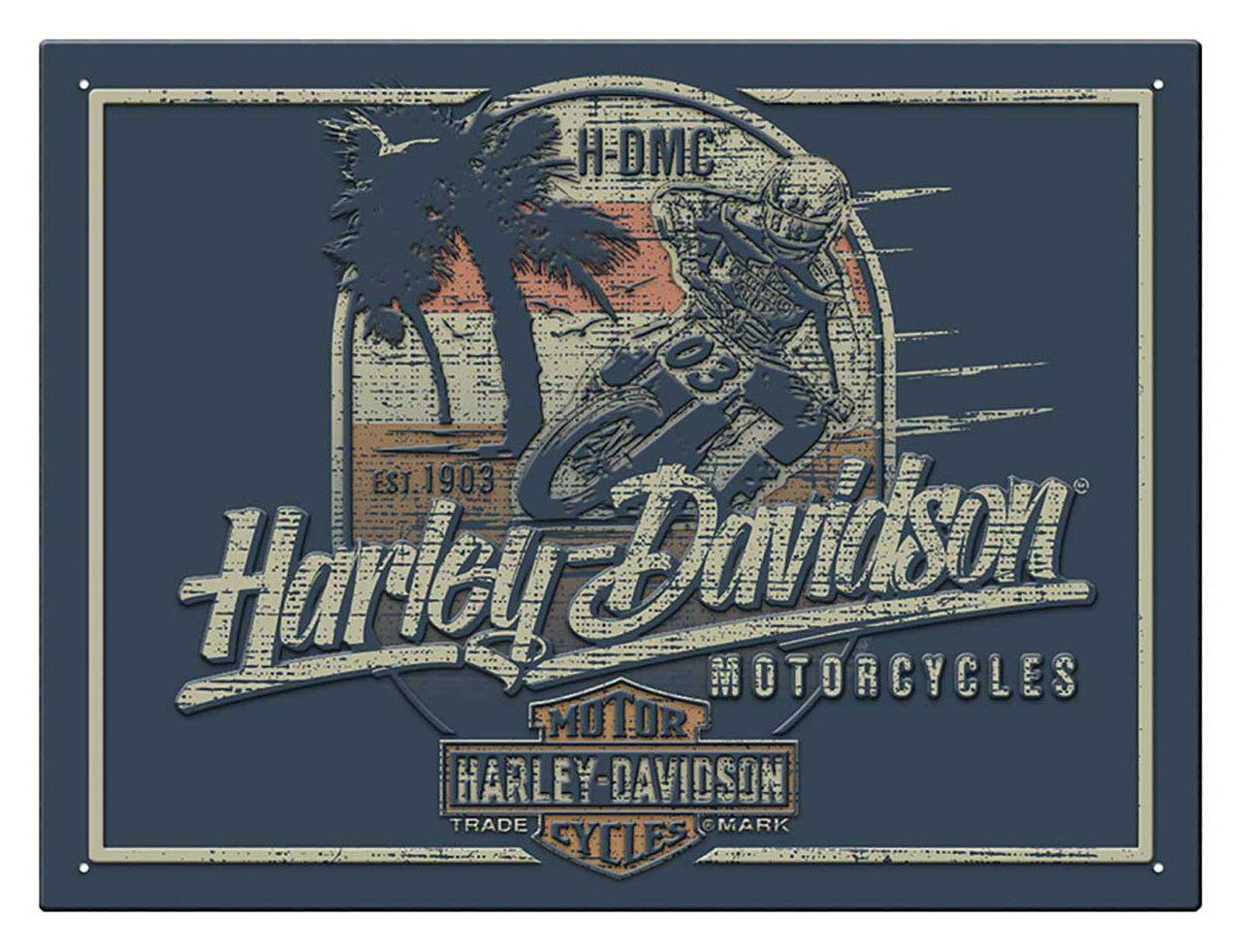 HARLEY-DAVIDSON® EMBOSSED BEACH BIKER TIN SIGN