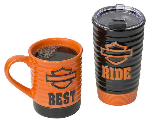 HARLEY-DAVIDSON® RIDE & REST TRAVEL COFFEE CERAMIC MUG SET (2 PK)