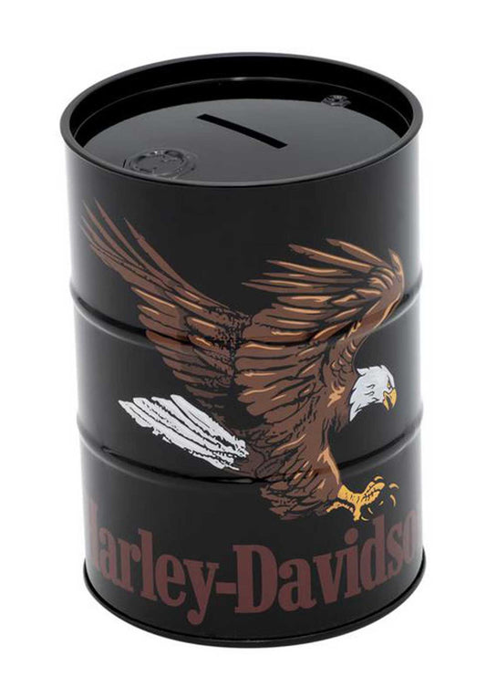 HARLEY-DAVIDSON® SWOOPING EAGLE OIL BARREL TIN BANK