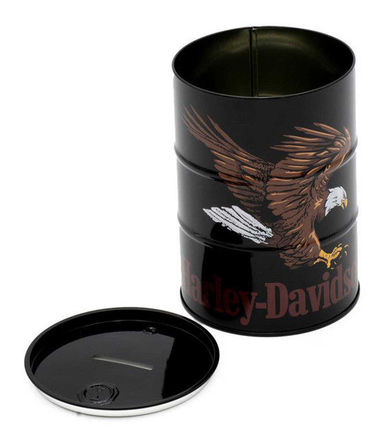 HARLEY-DAVIDSON® SWOOPING EAGLE OIL BARREL TIN BANK