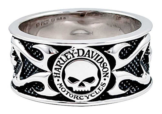 HARLEY-DAVIDSON® MENS WILLIE G SKULL & TRIBAL FLAME RING