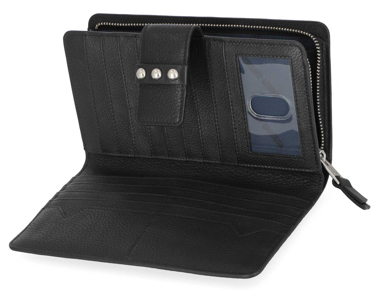 HARLEY-DAVIDSON® WOMENS PEBBLE LEATHER BAR & SHIELD CONTINENTAL WALLET