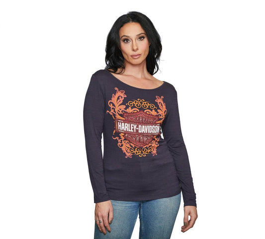 HARLEY-DAVIDSON® RED SOL L/S SCOOP NECK