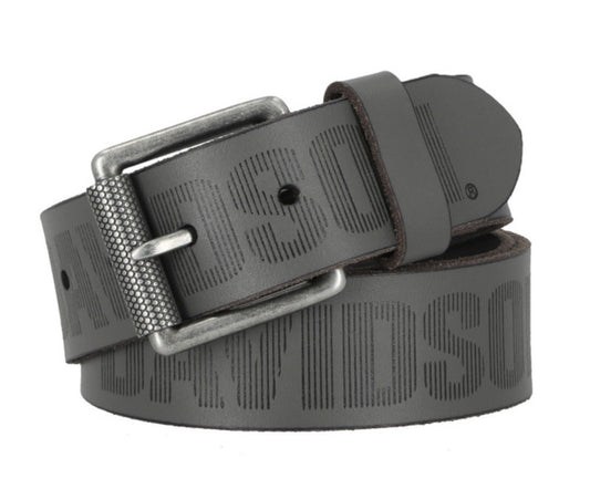 HARLEY-DAVIDSON® MENS EMBOSSED LOGO LEATHER BELT