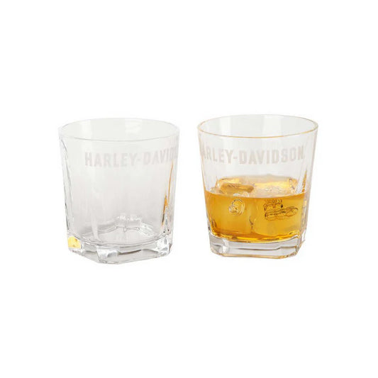 HARLEY-DAVIDSON® ETCHED LOGO ROCKS GLASS SET (2 PK)