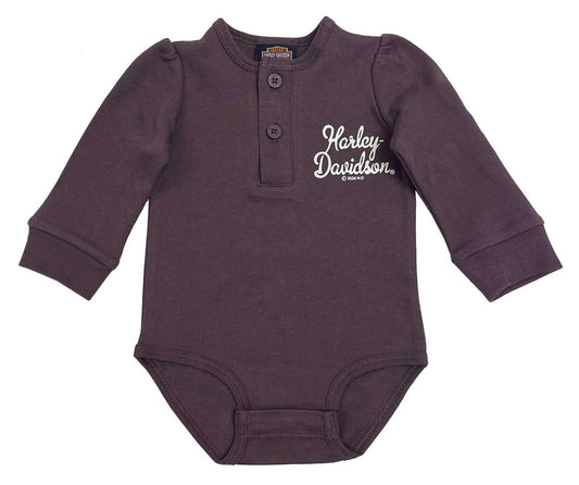 HARLEY-DAVIDSON® NEW BORN GIRL HENLEY PUFF L/S CREEPER