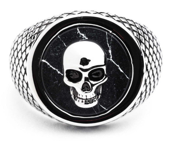 HARLEY-DAVIDSON® MENS BLACK CIRCLE SKULL HEAD RING