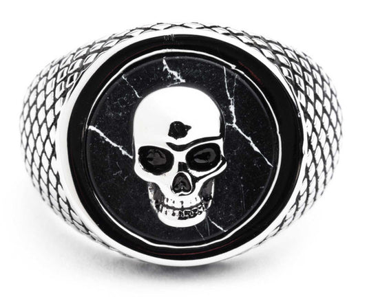 HARLEY-DAVIDSON® MENS BLACK CIRCLE SKULL HEAD RING