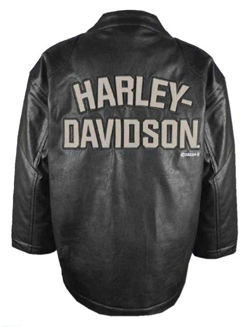 HARLEY-DAVIDSON® BOYS STRIPED BAR & SHIELD FAUX LEATHER RACER JACKET