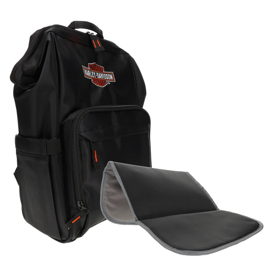 HARLEY-DAVIDSON® EMBROIDED BAR & SHIELD DIAPER CANVAS BACKPACK