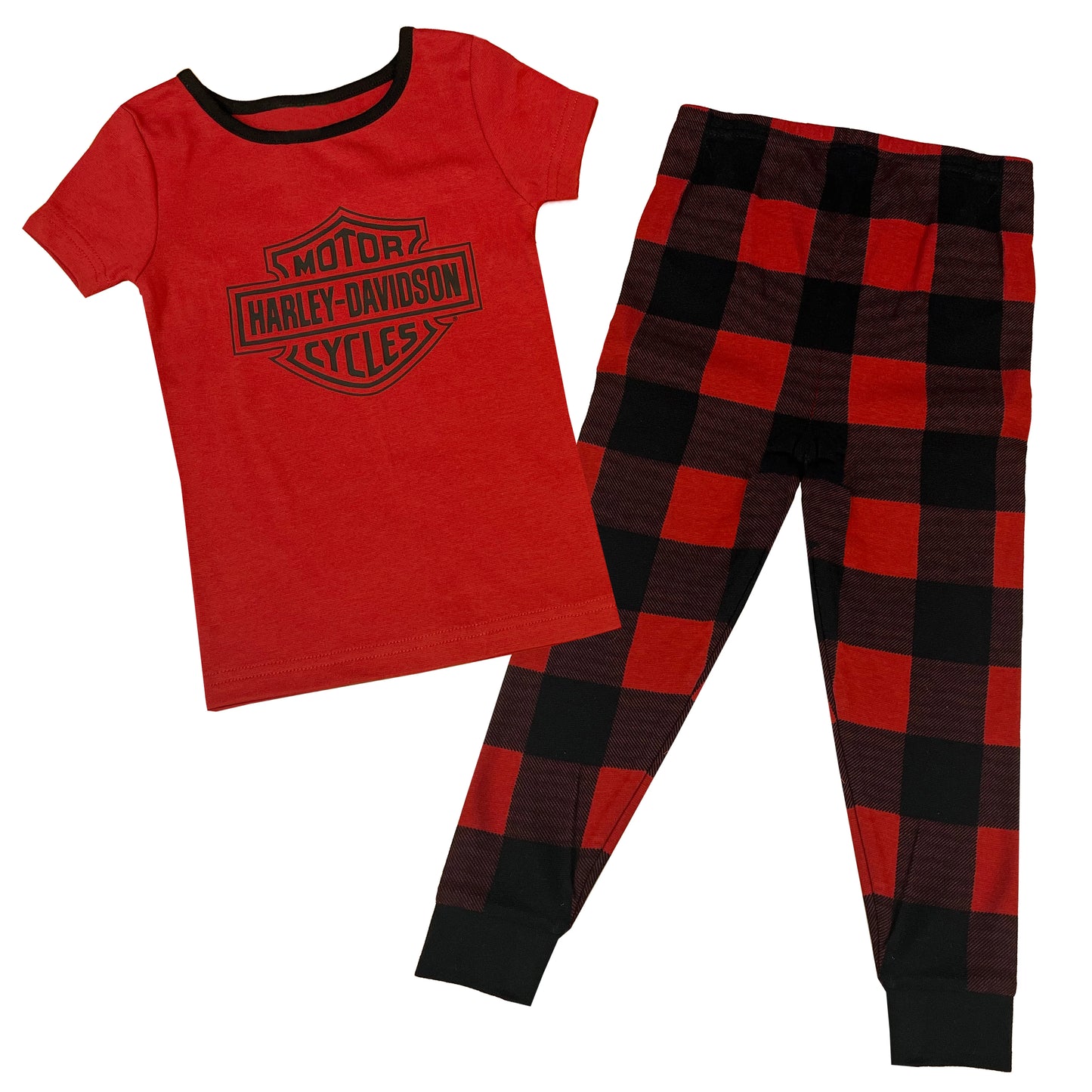 HARLEY-DAVIDSON® TODDLER & GIRLS HOLIDAY PLAID PYJAMA GIFT SET