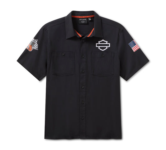 HARLEY-DAVIDSON® MENS SHIRT KNIT FACTORY RACING BLACK