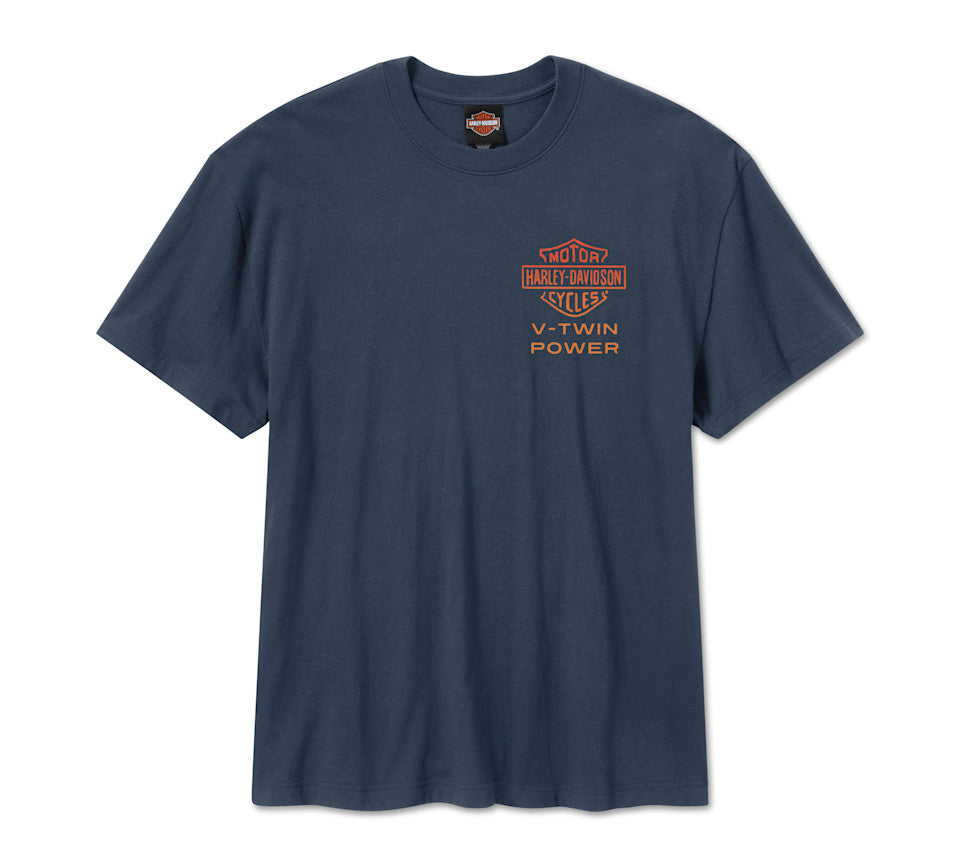 HARLEY-DAVIDSON®  TEE- KNIT ENGINE TWIN BLUE