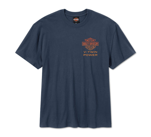 HARLEY-DAVIDSON®  TEE- KNIT ENGINE TWIN BLUE