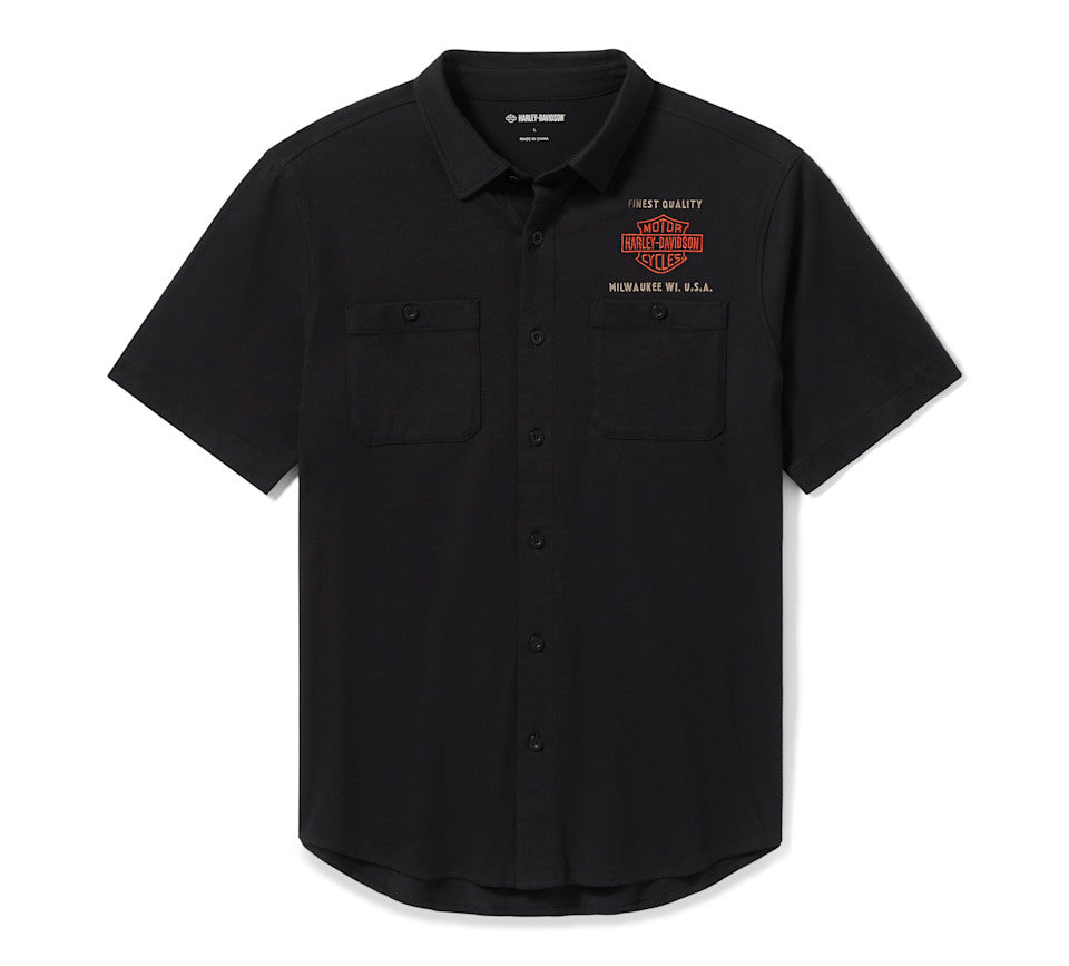 HARLEY-DAVIDSON® MENS SHIRT - KNIT , BLACK