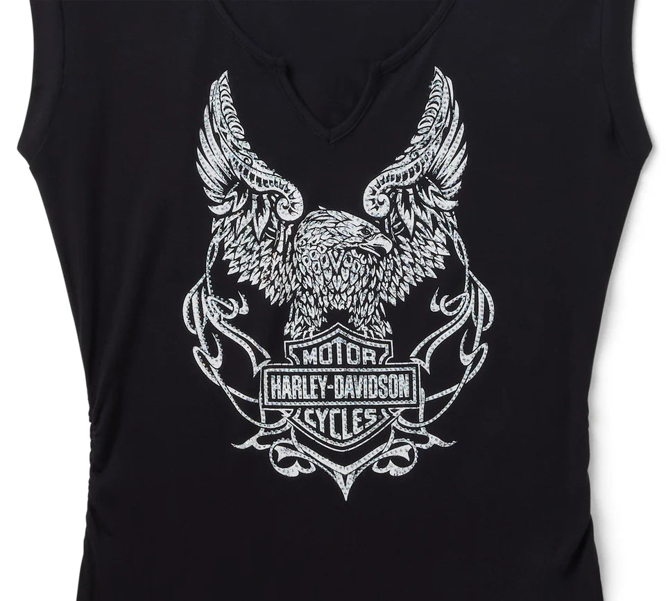 HARLEY-DAVIDSON® WOMENS BLING MUSCLE BORN TO FLY BLACK