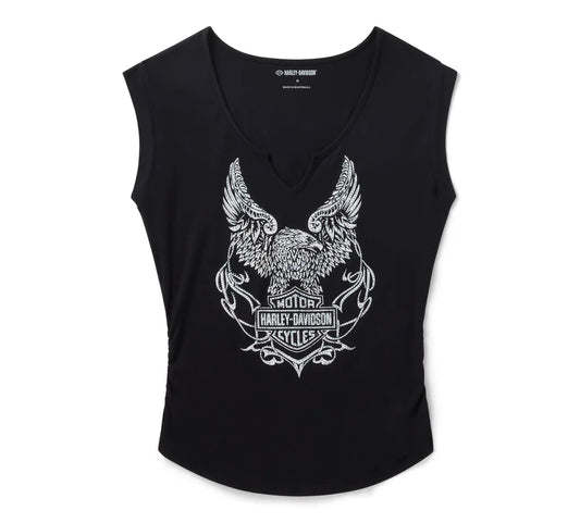 HARLEY-DAVIDSON® WOMENS BLING MUSCLE BORN TO FLY BLACK
