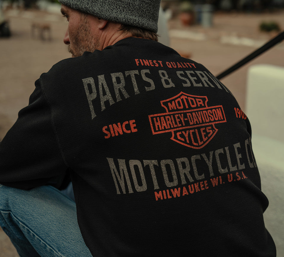 HARLEY-DAVIDSON® MENS L/S TEE- KNIT , BLACK