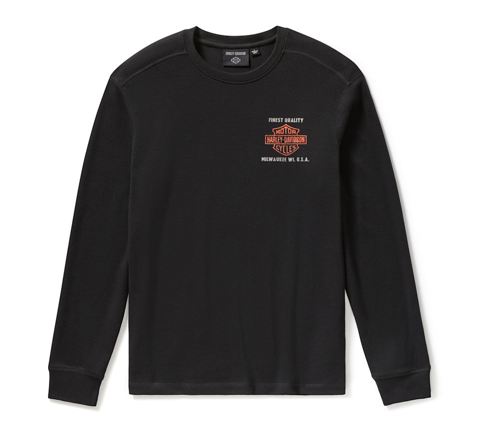 HARLEY-DAVIDSON® MENS L/S TEE- KNIT , BLACK