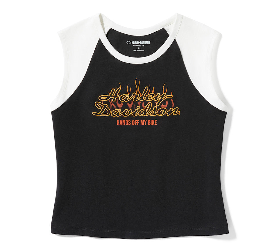 HARLEY-DAVIDSON® WOMENS TOP KNIT BLACK  / OFF WHITE COLORBLOCK