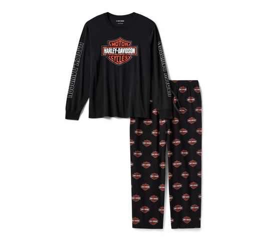 HARLEY-DAVIDSON® MENS BAR AND SHEILD LONG  SLEEVE PYJAMA SET