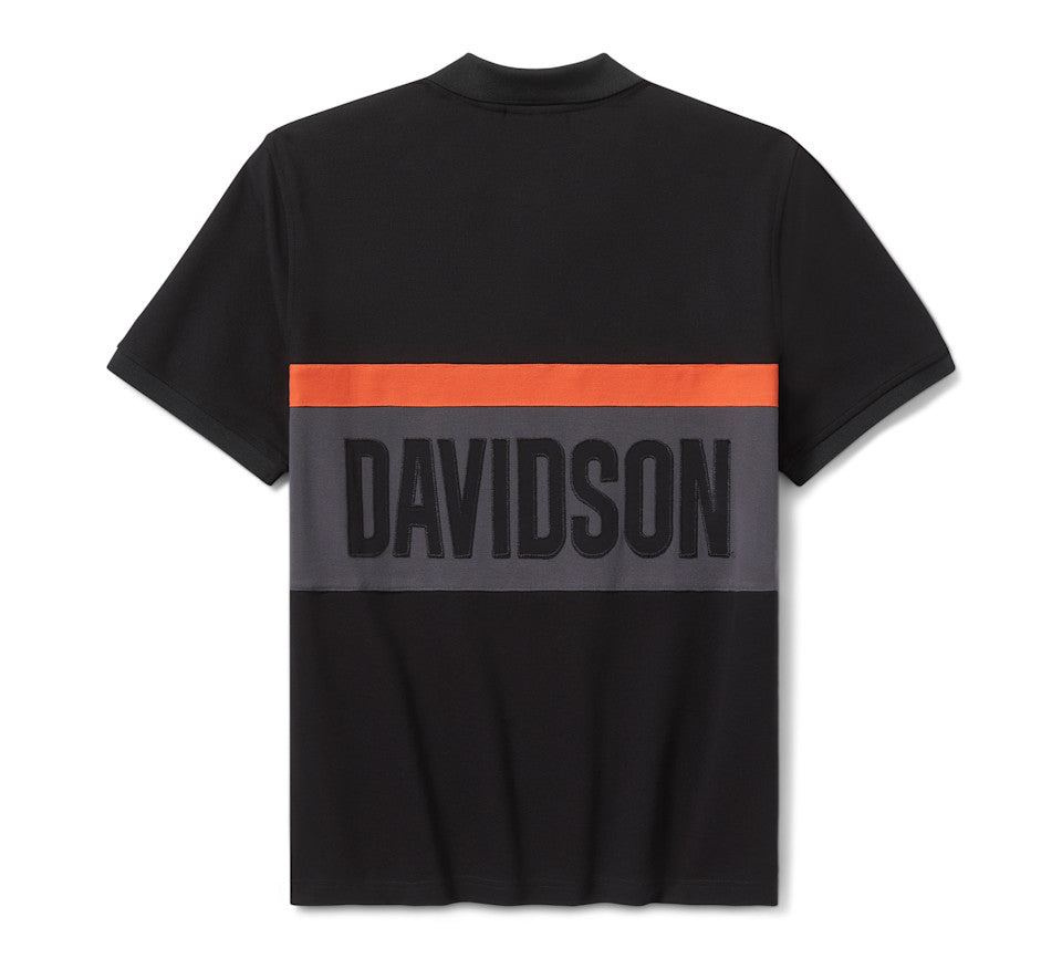HARLEY-DAVIDSON® MENS POLO KNIT BLACK / GREY COLORBLOCK SHIRT
