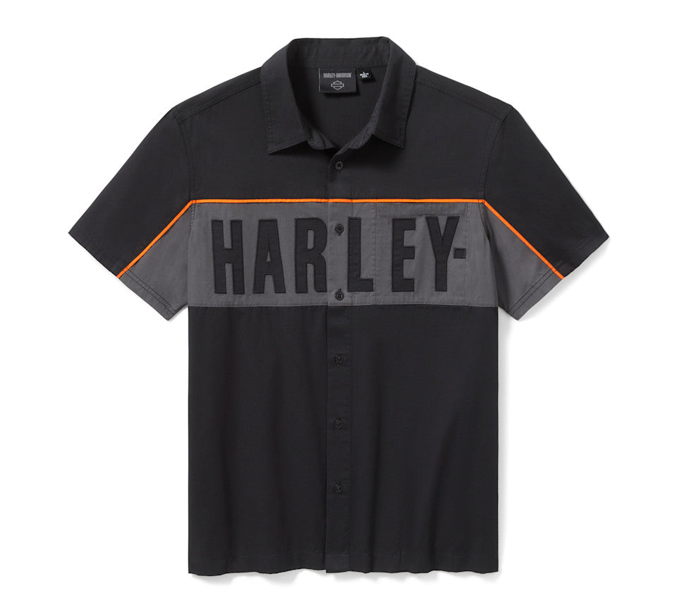 HARLEY-DAVIDSON® MENS SHIRT WOVEN BLACK / GREY
