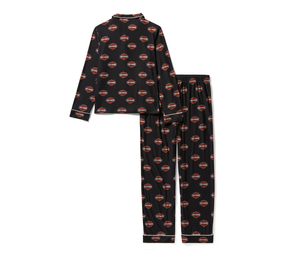 HARLEY DAVIDSON® WOMENS PAJAMA PANT SET ORANGE / BLACK B&S