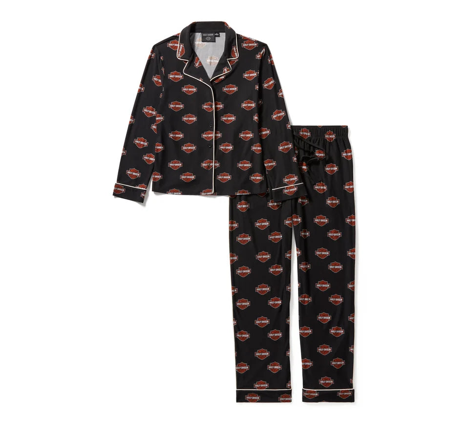 HARLEY DAVIDSON® WOMENS PAJAMA PANT SET ORANGE / BLACK B&S