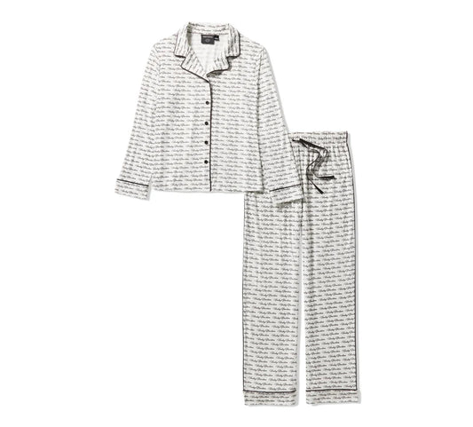 HARLEY DAVIDSON® WOMENS PAJAMA PANT SET WHITE / BLACK PRINT