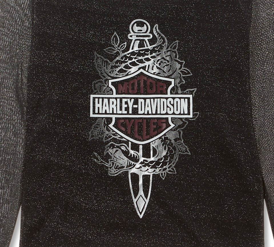 HARLEY-DAVIDSON® WOMENS BLACK METALLIC TOP