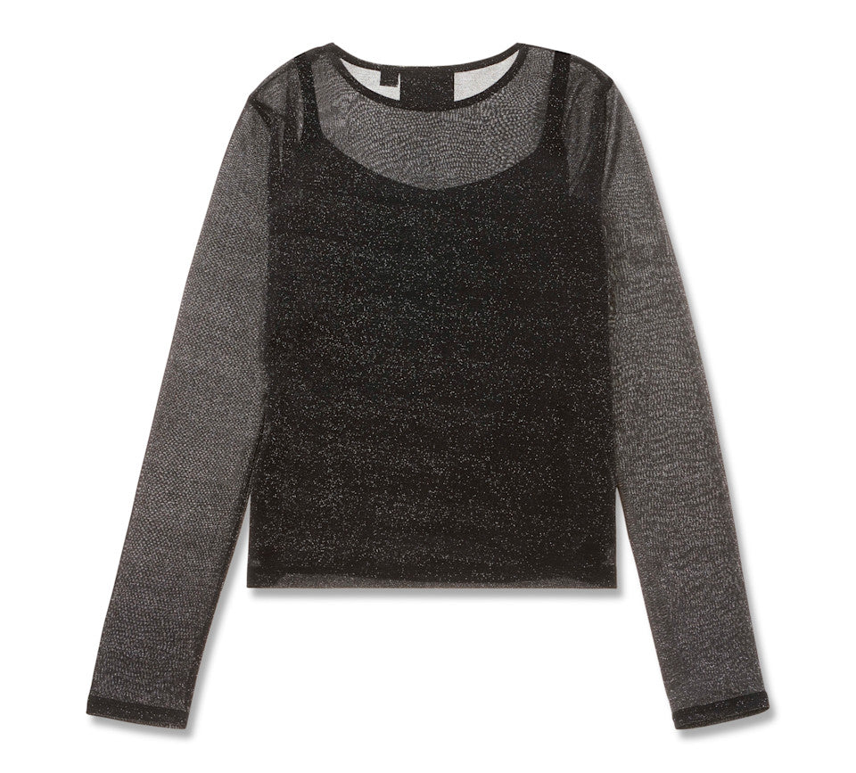 HARLEY-DAVIDSON® WOMENS BLACK METALLIC TOP