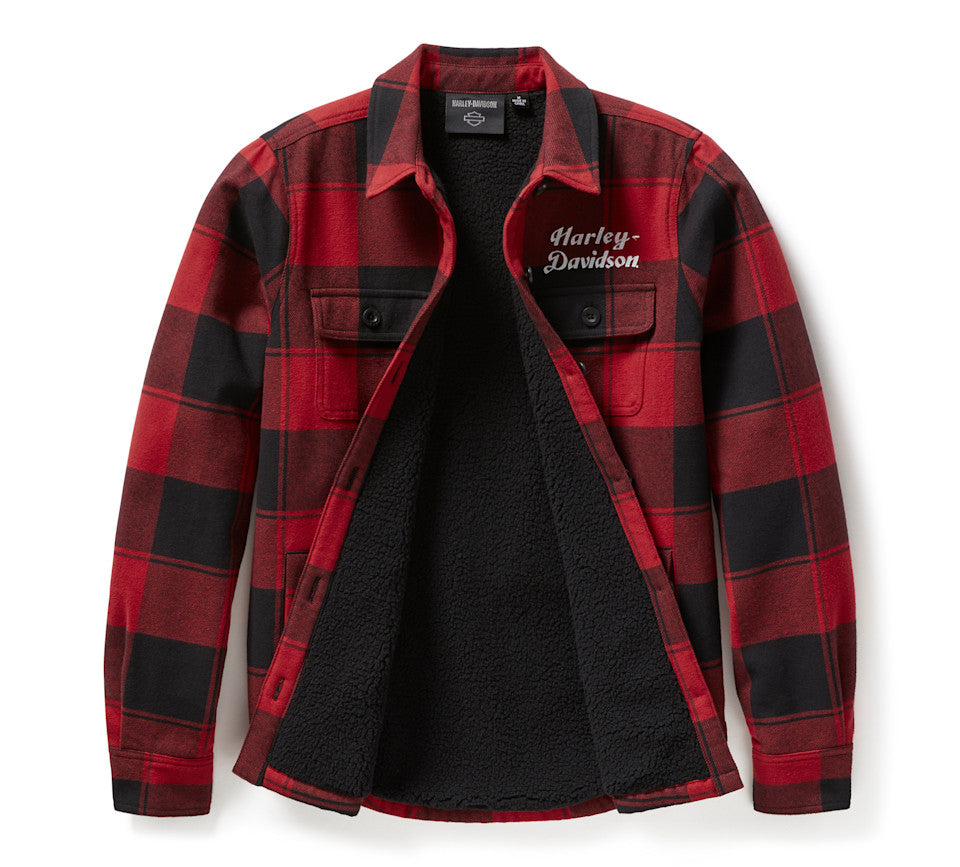 HARLEY-DAVIDSON® LADIES SHIRT - WOVEN RED / BLACK PLAID BLACK